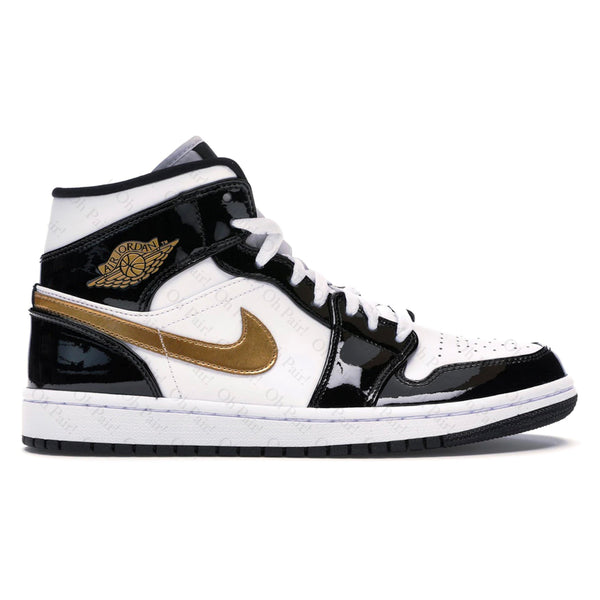 Air Jordan 1 Mid Black Gold Patent