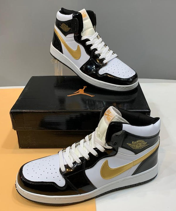 Air Jordan 1 Mid Black Gold Patent