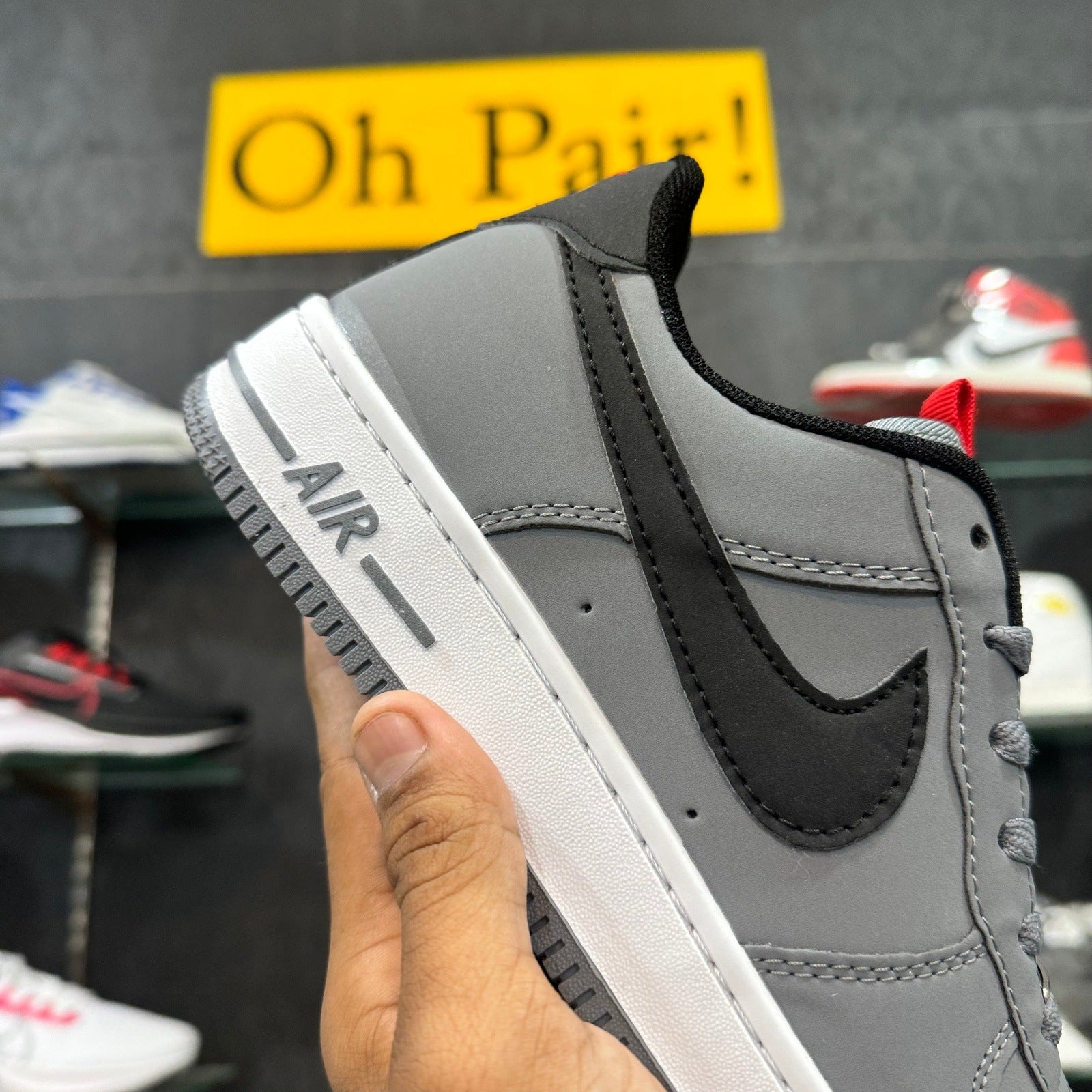 AF 1 Grey Black Swoosh