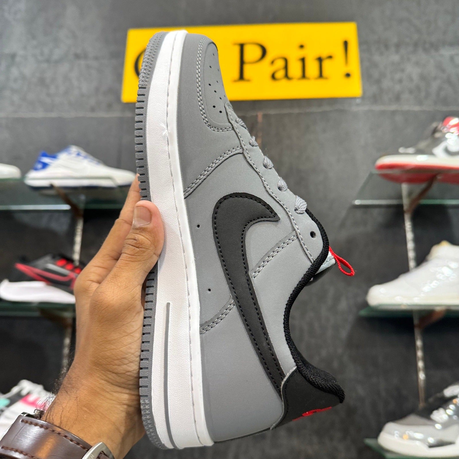 AF 1 Grey Black Swoosh