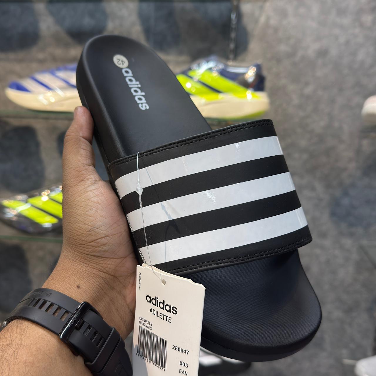 AD Adlite Slides Three Stripes - Black / White / Black