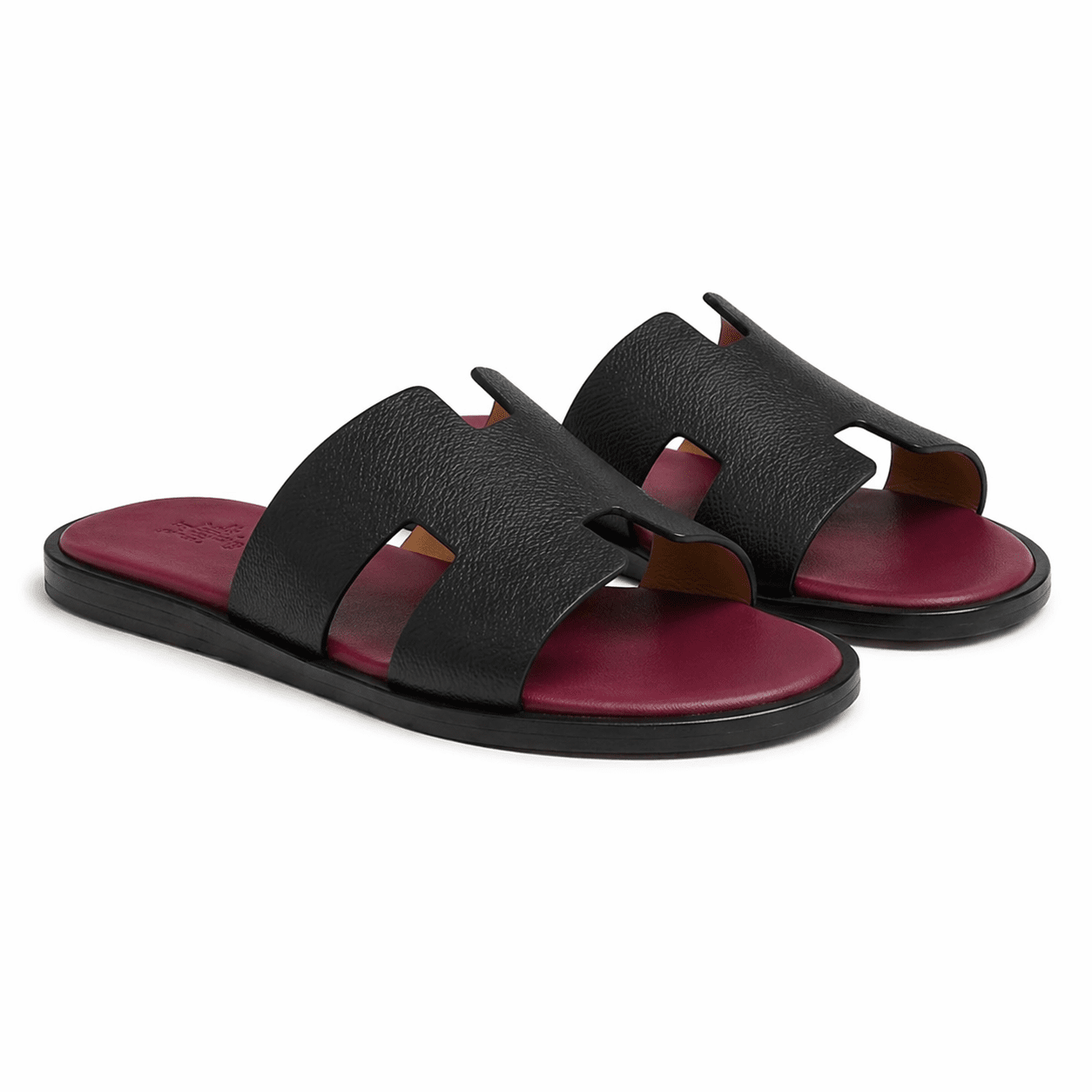 H Izmir Sandals Slides - Black Burgundy