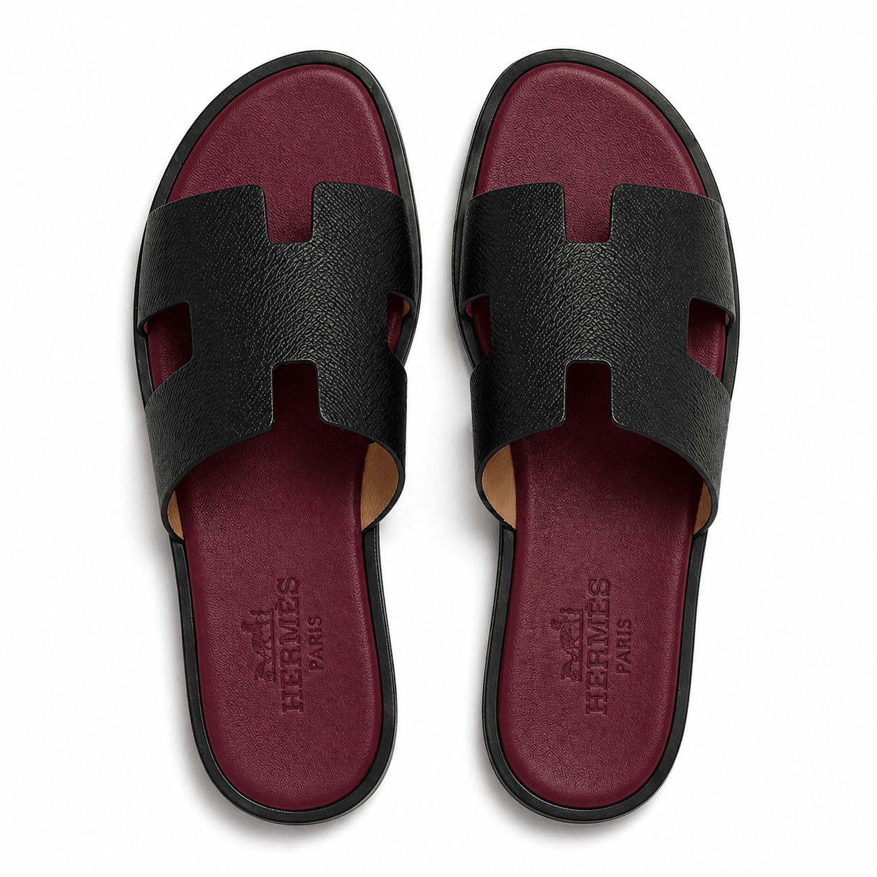 H Izmir Sandals Slides - Black Burgundy