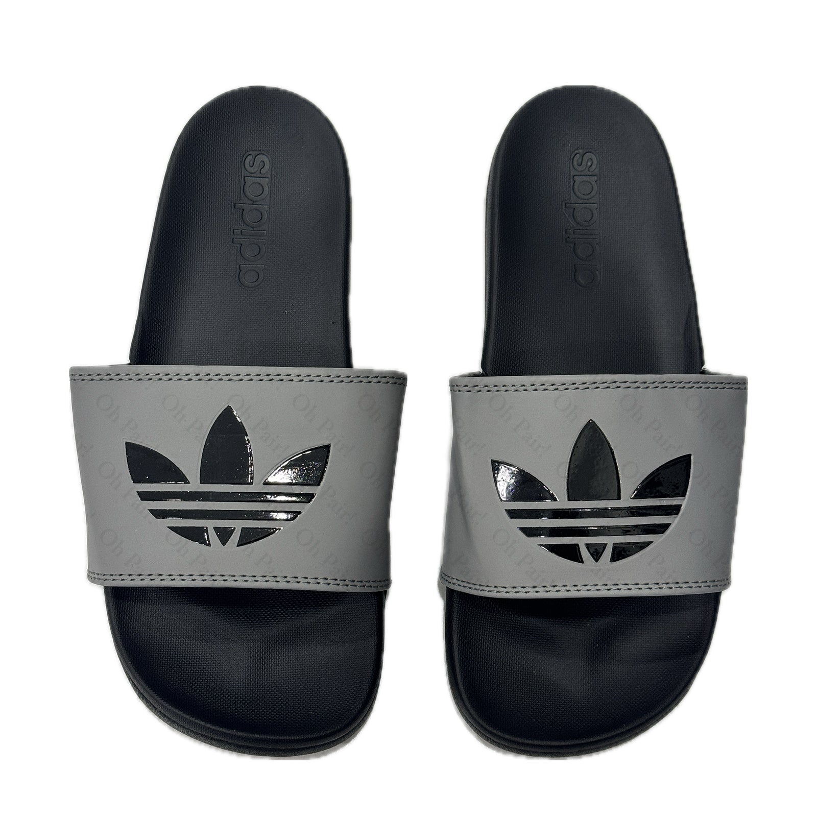 AD Trefoil Slides - Grey/Black Women