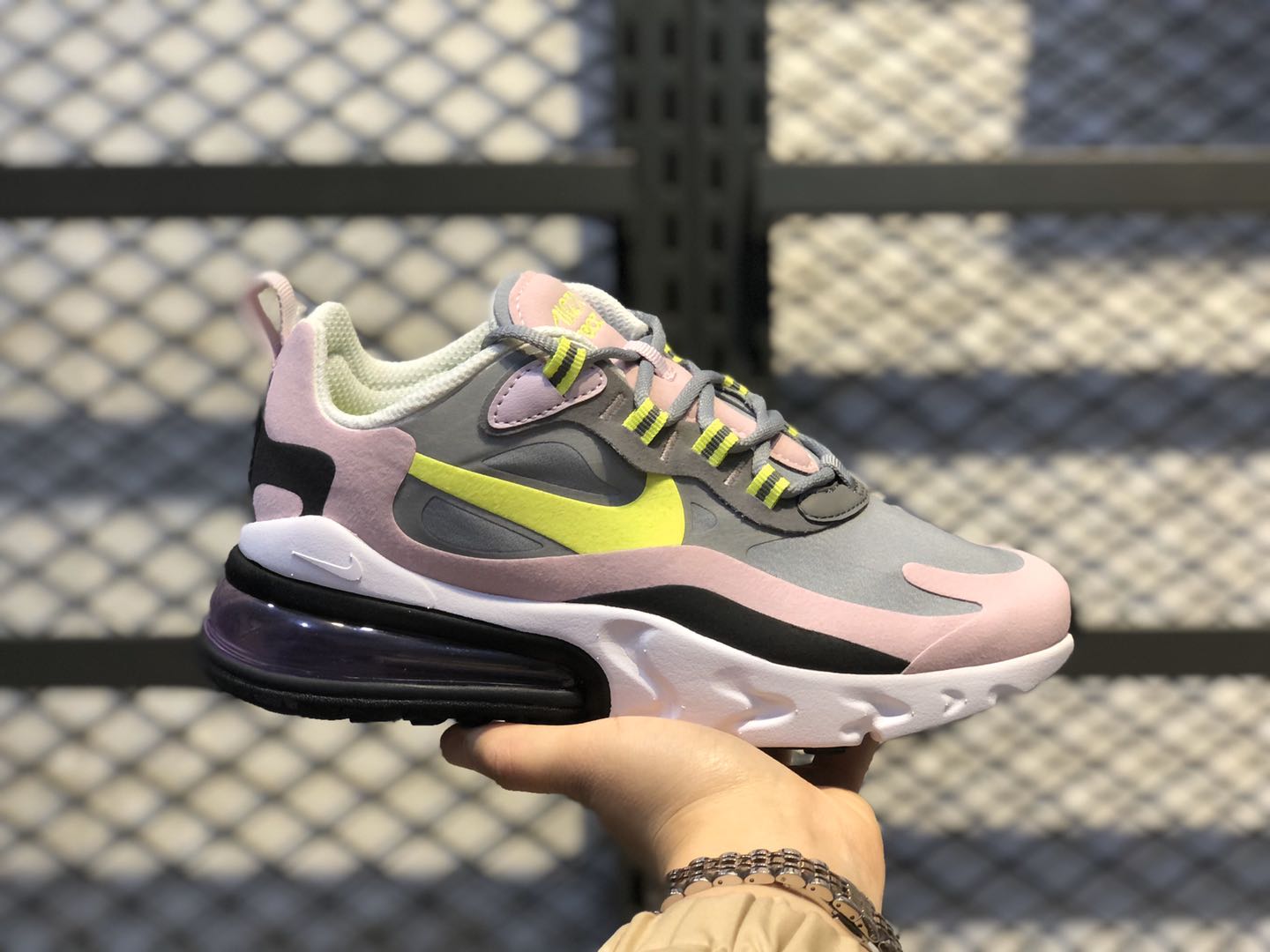 Air Max 270 React GS Particle Grey/Lemon Venom